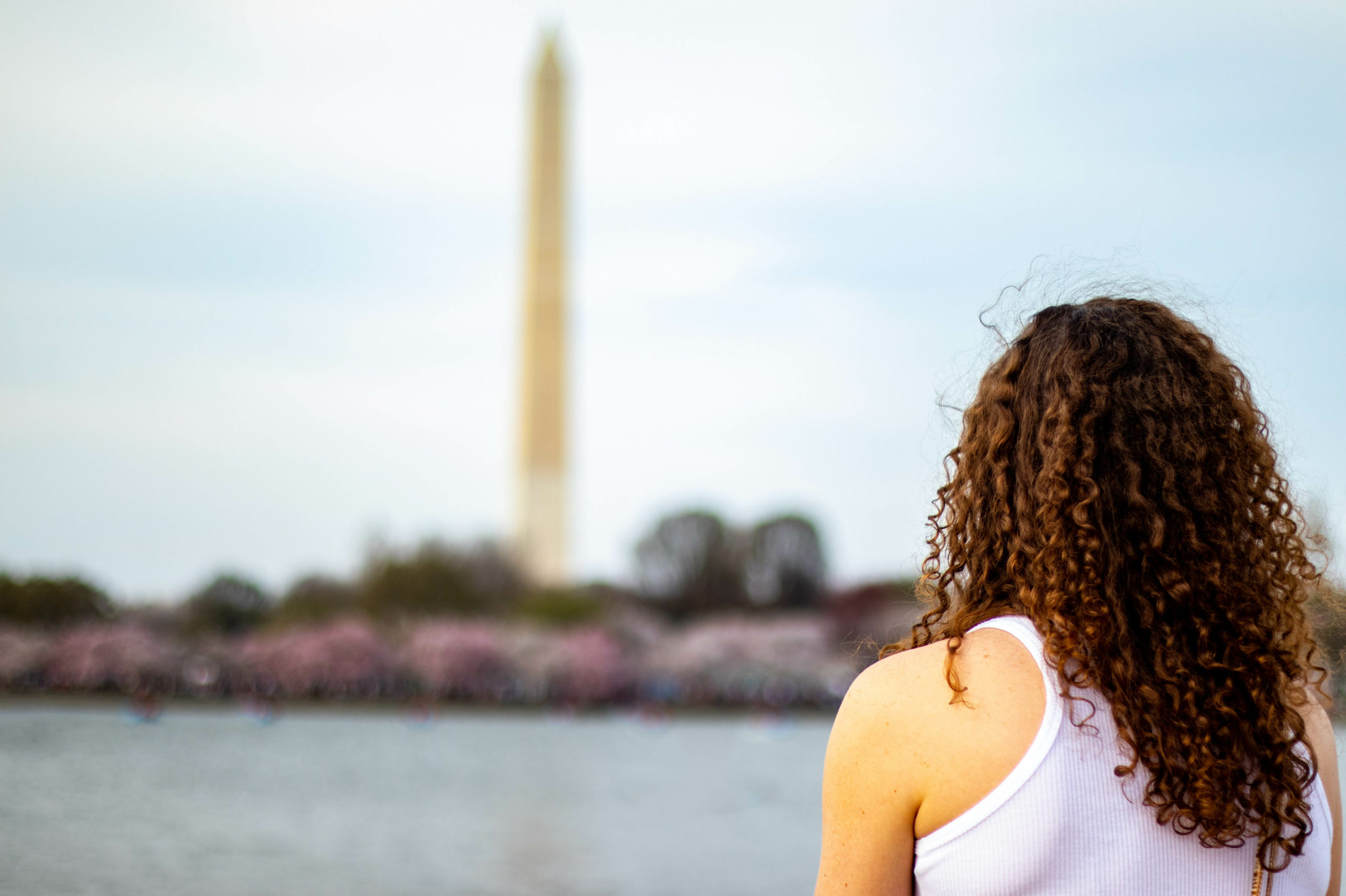 women in politics looking at the Washington Monument